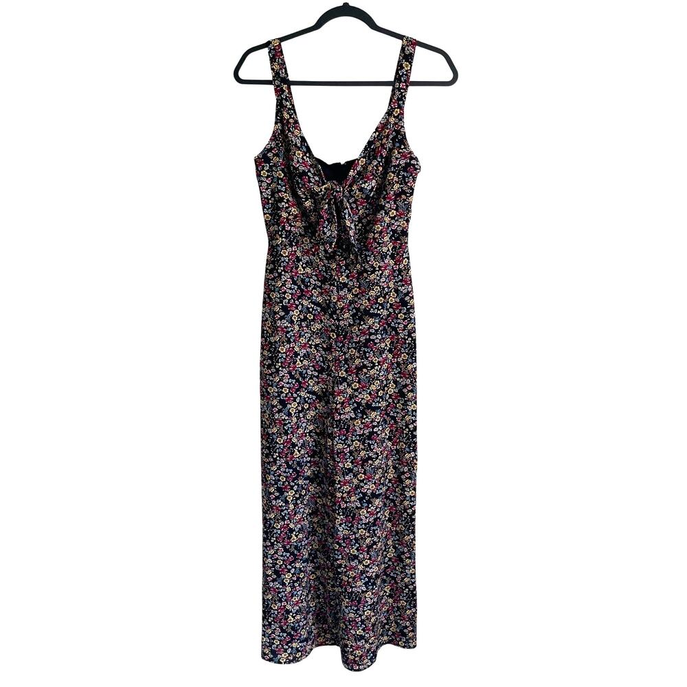 Lush NEW Jumpsuit Sz S Sleeveless Keyhole Knot Tie Bodice Floral Cottagecore